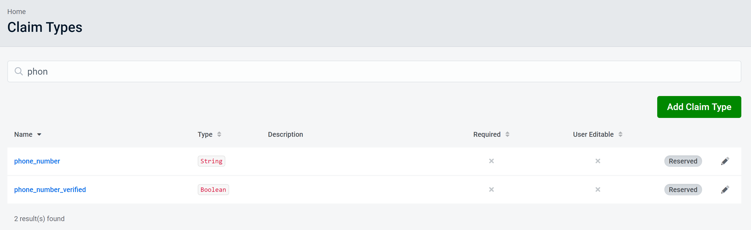 Claim Types | AdminUI Documentation