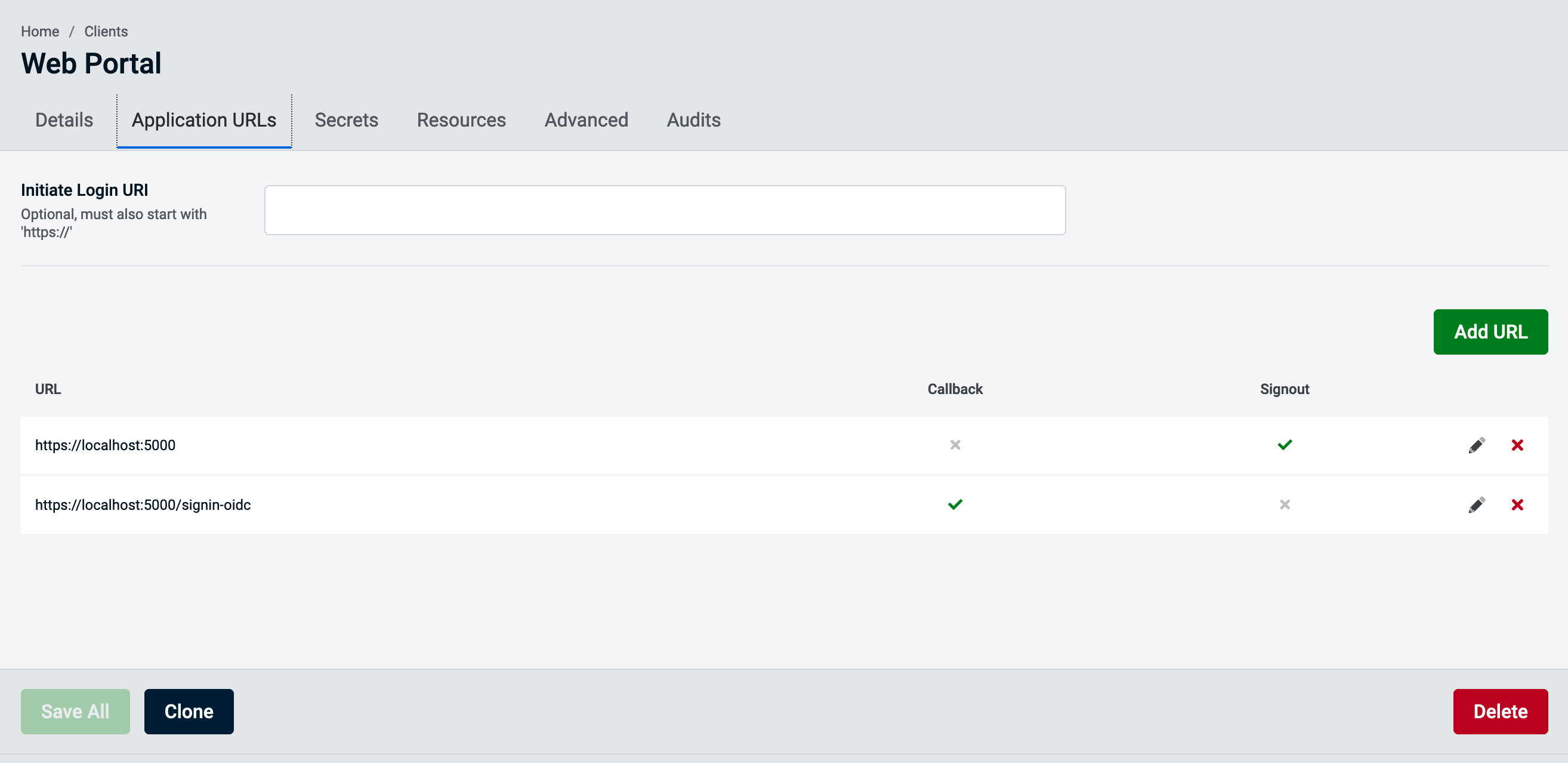 Editing Clients | AdminUI Documentation